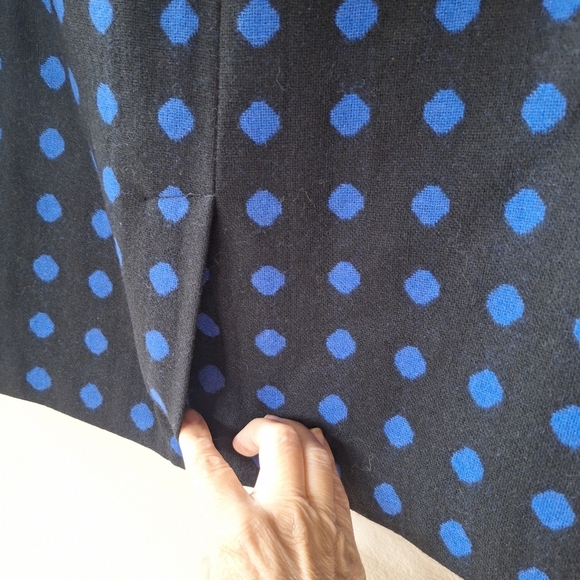 Talbots Womens Black W/Blue Polka-dot Wool Blend Knee Length Skirt Size 14 - Picture 5 of 7